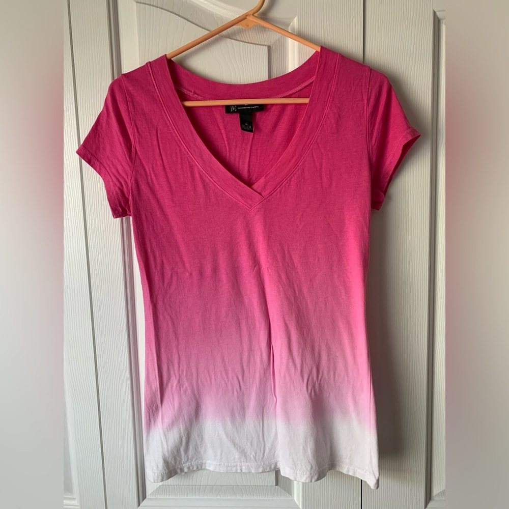 INC International Concepts pink ombré short sleeve top sz medium